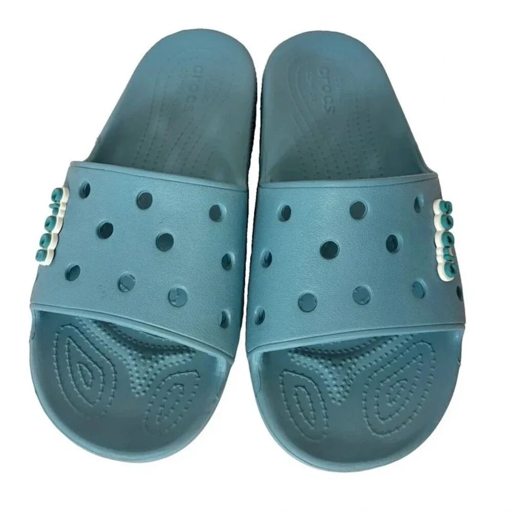 Crocs Slides Summer Sandals Blueish/Green Men’s US Size 9 Women’s US Size 11